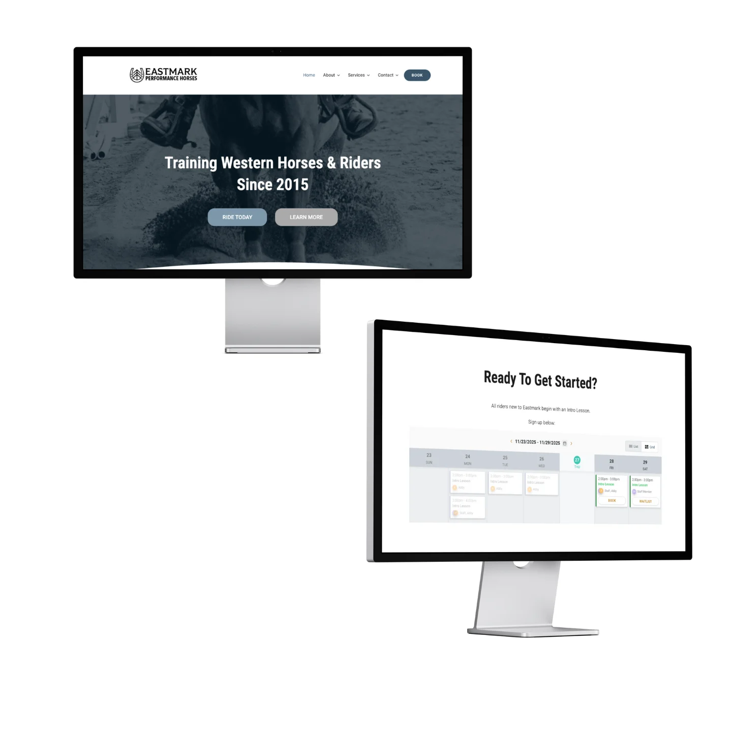 Eastmark Performance Horses website designed by Pineview Digital displayed on a desktop computer screen
